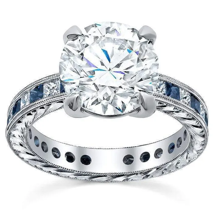 deBebians Rings Princess Diamond Accented HandEngraved Engagement Ring