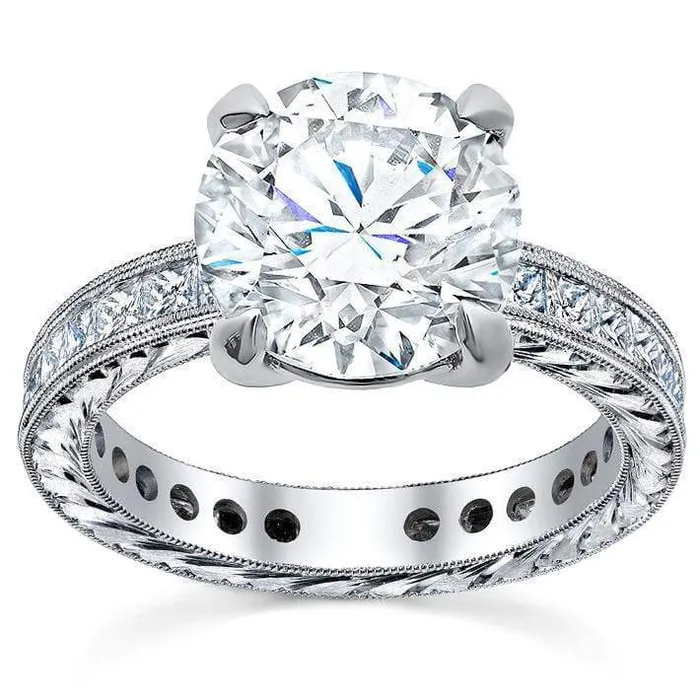 deBebians Rings Princess Diamond Accented HandEngraved Engagement Ring