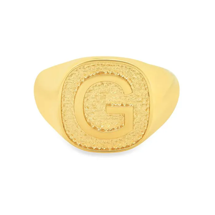 deBebians Rings Single Initial Raised Womens Signet Ring
