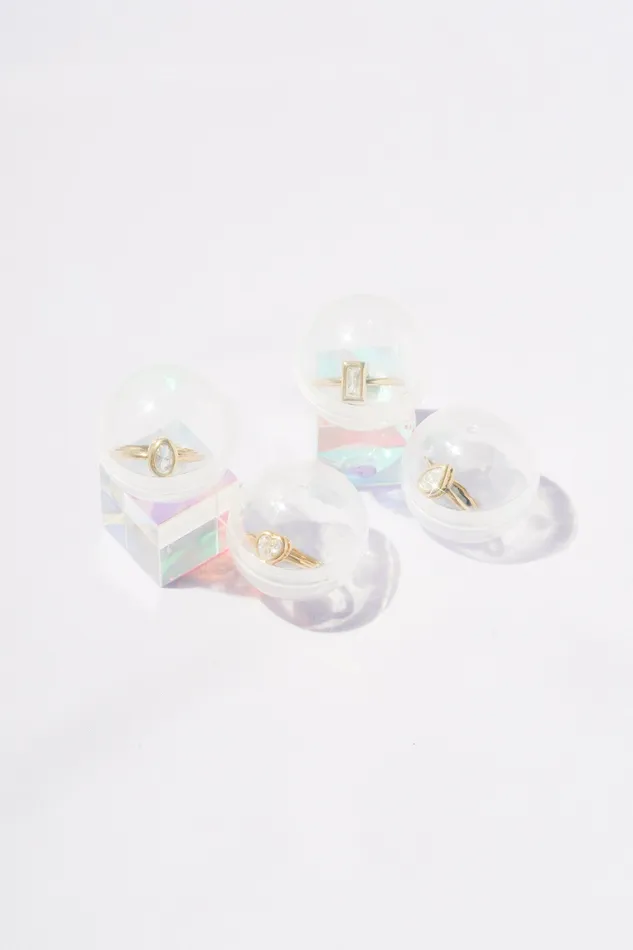 Diamante Teardrop Bezel Ring READYMADE Rings