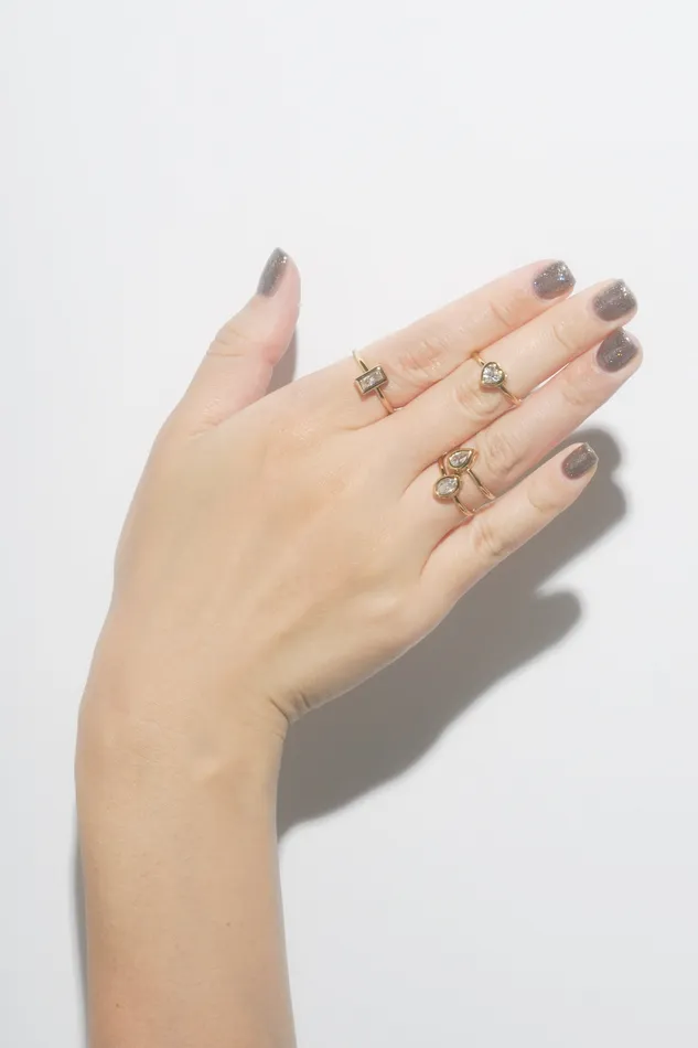 Diamante Teardrop Bezel Ring READYMADE Rings