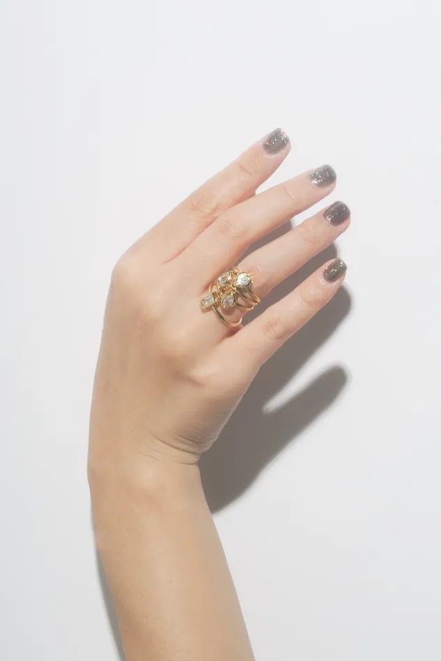 Diamante Teardrop Bezel Ring READYMADE Rings