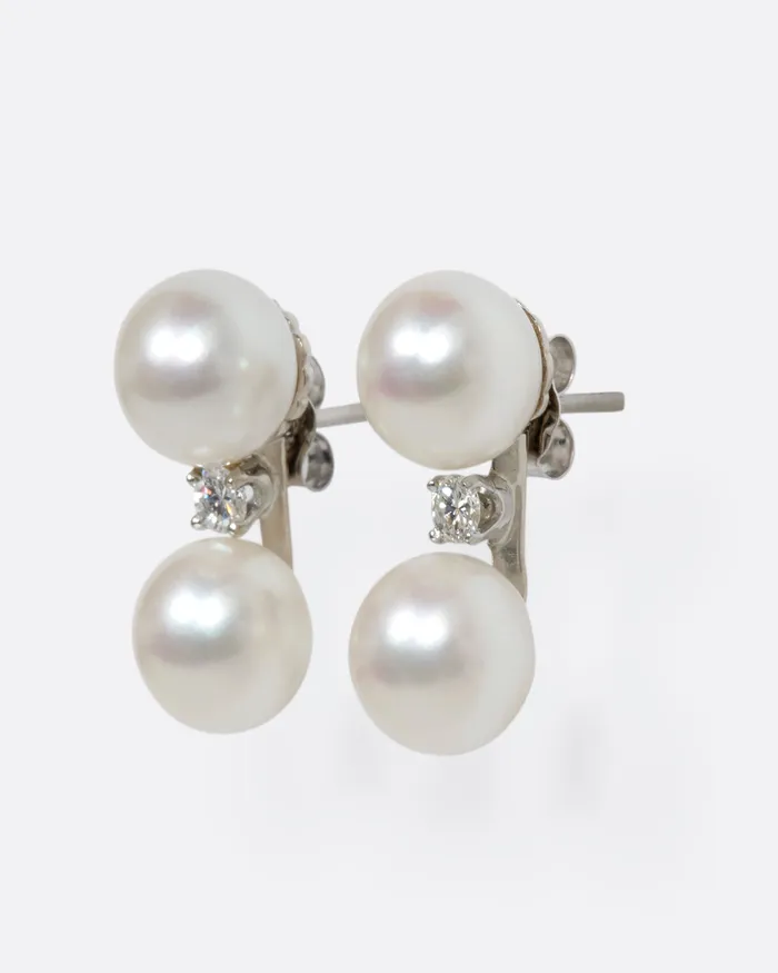 Diamond and Pearl Drop Earrings EXCALIBUR Earrings Diamond and Pearl Drop Earrings EXCALIBUR Earrings