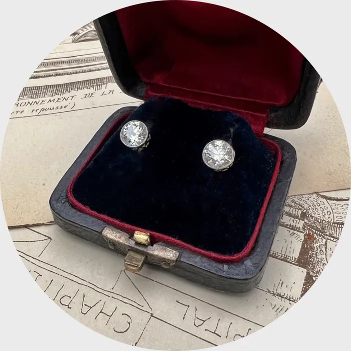 Earrings 140 ct Old EuropeanCut Diamond Stud Earrings 21stfinds