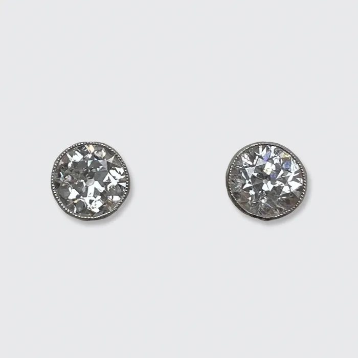 Earrings 140 ct Old EuropeanCut Diamond Stud Earrings 21stfinds