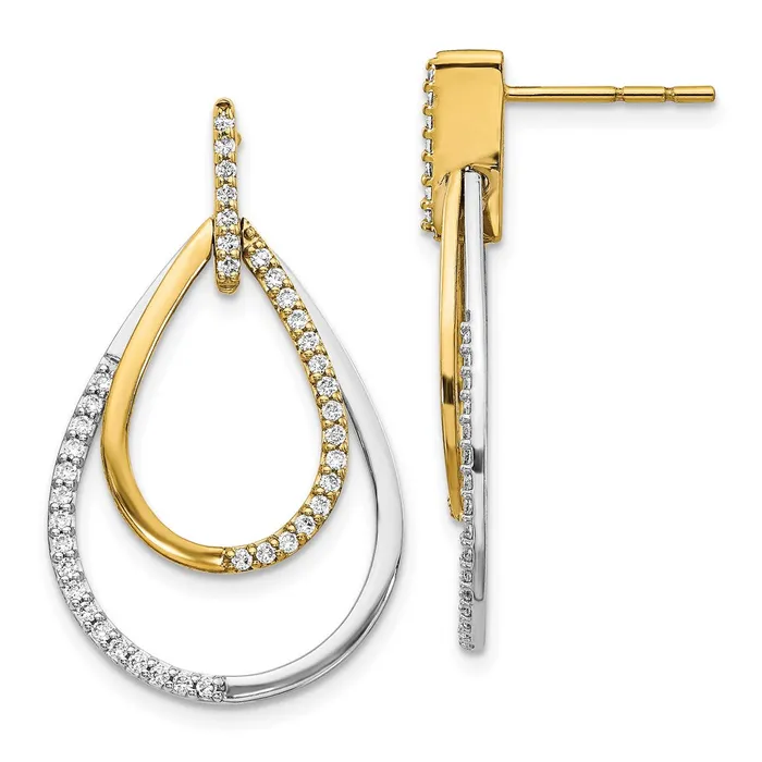 Earrings 14k Twotone Diamond Teardrop Earrings Jewelry
