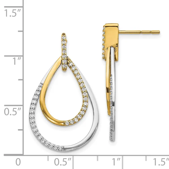 Earrings 14k Twotone Diamond Teardrop Earrings Jewelry Earrings 14k Twotone Diamond Teardrop Earrings Jewelry