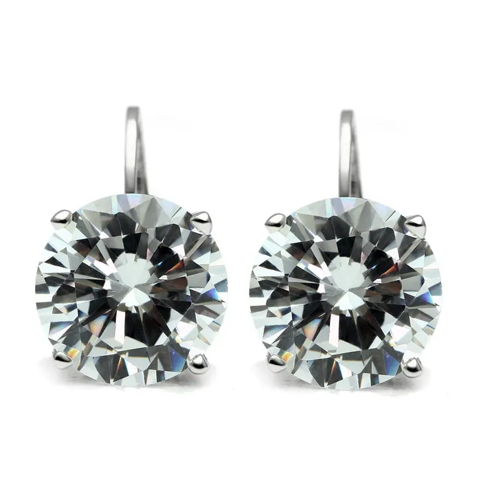Earrings Alamode 3W090 Rhodium Brass Earrings with AAA Grade CZ in Clear