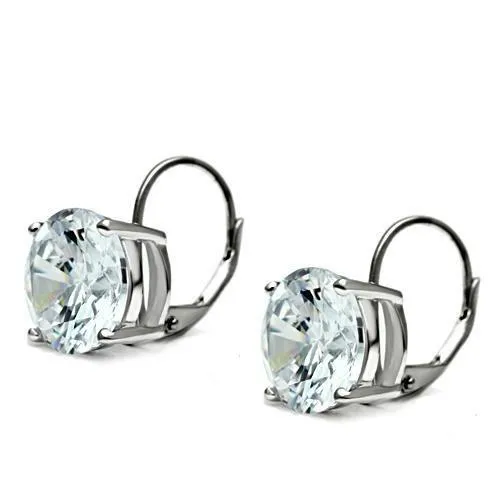 Earrings Alamode 3W090 Rhodium Brass Earrings with AAA Grade CZ in Clear