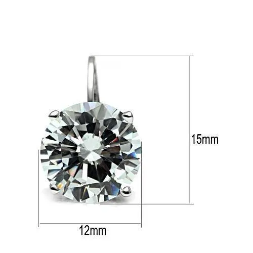 Earrings Alamode 3W090 Rhodium Brass Earrings with AAA Grade CZ in Clear