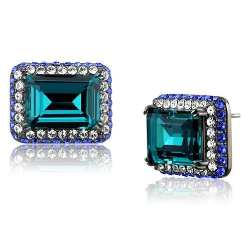 Earrings Alamode TK2812 IP Light Black IP Gun Stainless Steel Earrings with Top Grade Crystal in Blue Zircon Earrings Alamode TK2812 IP Light Black IP Gun Stainless Steel Earrings with Top Grade Crystal in Blue Zircon