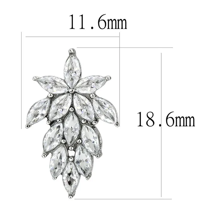 Earrings Alamode TK3654 High polished no plating Stainless Steel Earrings with AAA Grade CZ in Clear