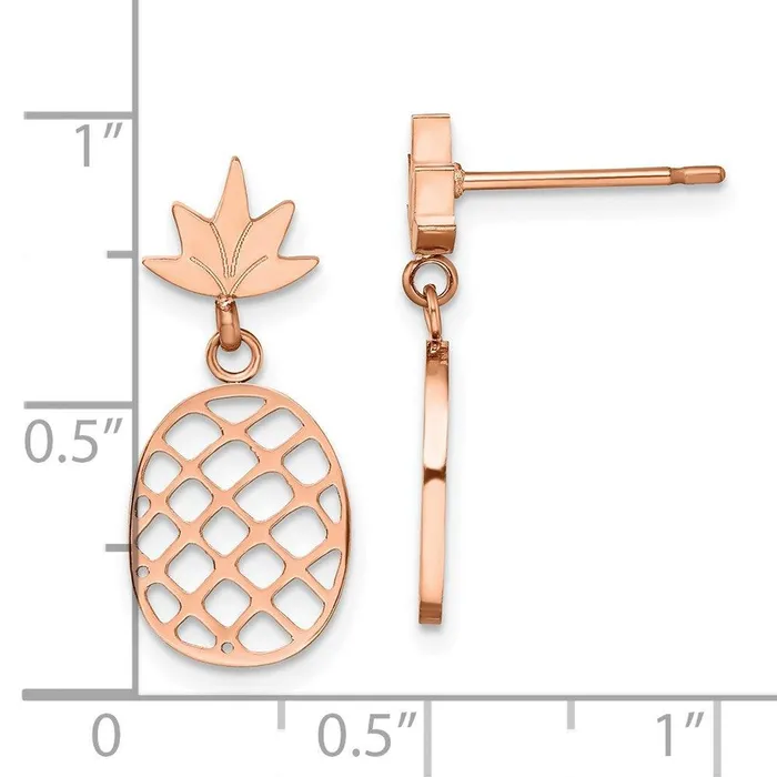 Earrings Chisel Stainless Steel Polished Rose IPplated Pineapple Post Dangle Earrings Earrings Chisel Stainless Steel Polished Rose IPplated Pineapple Post Dangle Earrings