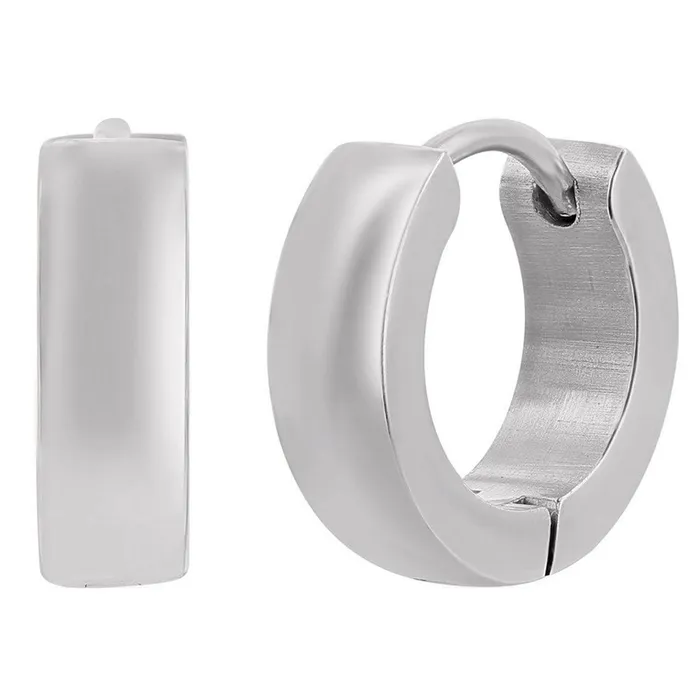 Earrings Classic Womens Earrings Stainless Steel 13mm Polished Huggie Hoop SA6081 Earrings Classic Womens Earrings Stainless Steel 13mm Polished Huggie Hoop SA6081