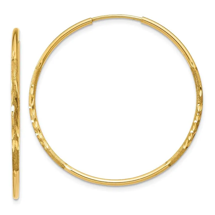 Earrings Jewelry 14k 125mm Diamondcut Endless Hoop Earring