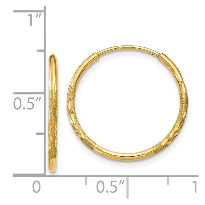 Earrings Jewelry 14k 125mm Diamondcut Endless Hoop Earring Earrings Jewelry 14k 125mm Diamondcut Endless Hoop Earring