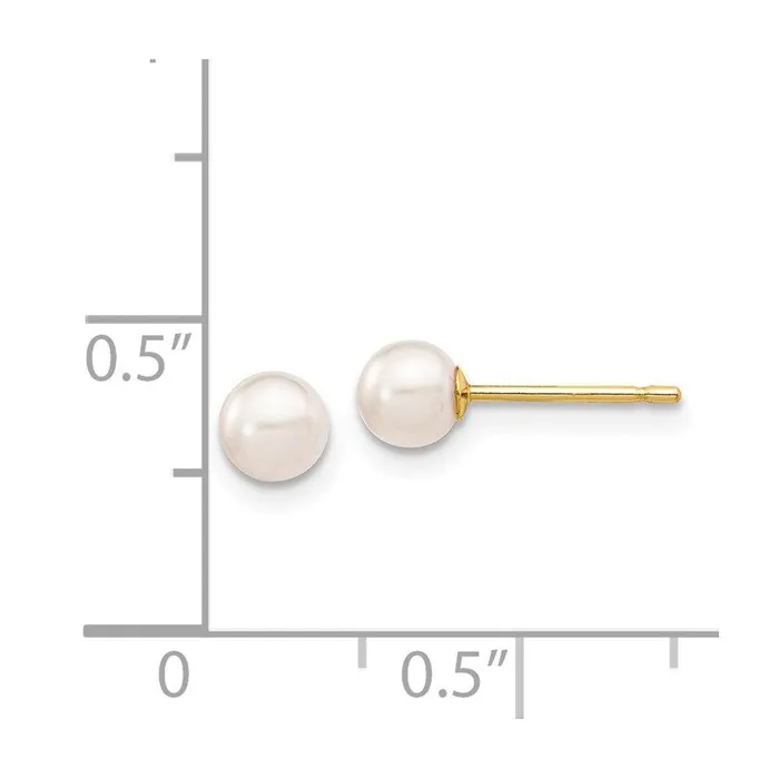 Earrings Jewelry 14k 45mm Round White Saltwater Akoya Cultured Pearl Stud Post Earrings Earrings Jewelry 14k 45mm Round White Saltwater Akoya Cultured Pearl Stud Post Earrings