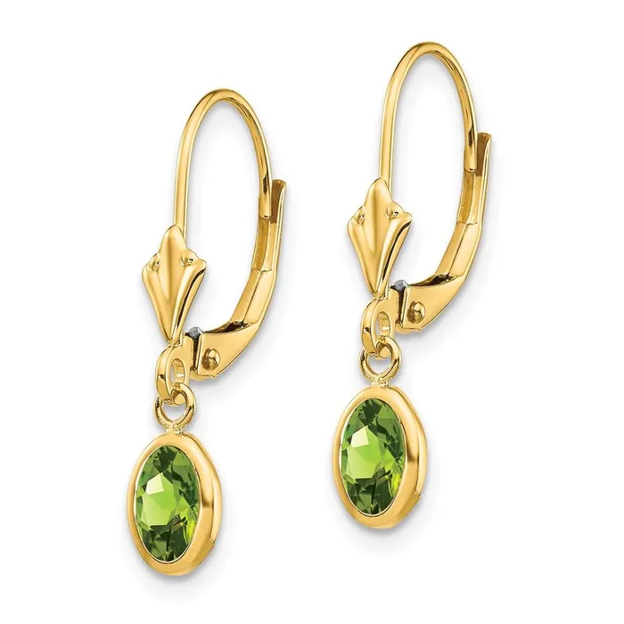 Earrings Jewelry 14k 6x4 Oval Bezel AugustPeridot Leverback Earrings Earrings Jewelry 14k 6x4 Oval Bezel AugustPeridot Leverback Earrings
