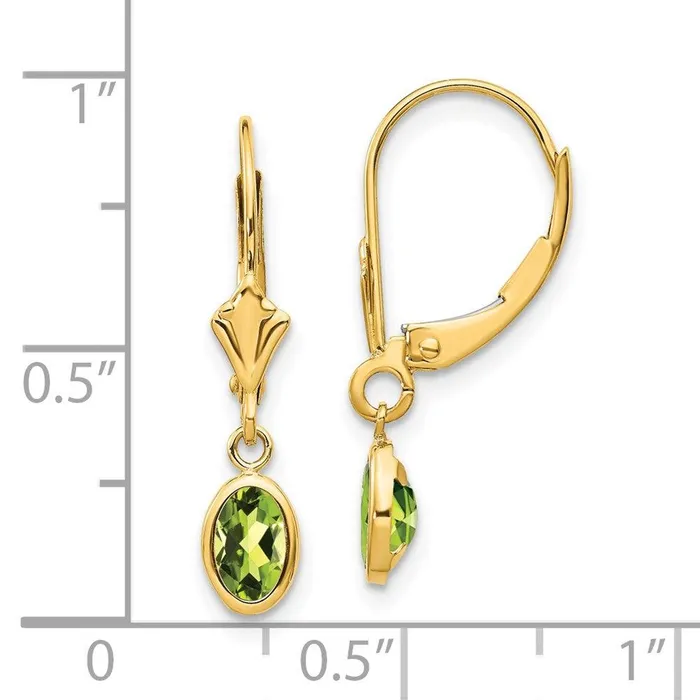 Earrings Jewelry 14k 6x4 Oval Bezel AugustPeridot Leverback Earrings Earrings Jewelry 14k 6x4 Oval Bezel AugustPeridot Leverback Earrings