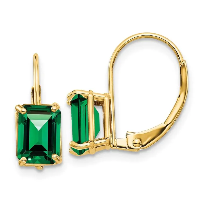 Earrings Jewelry 14k 7x5mm Emerald Cut Mount St Helens Leverback Earrings Earrings Jewelry 14k 7x5mm Emerald Cut Mount St Helens Leverback Earrings