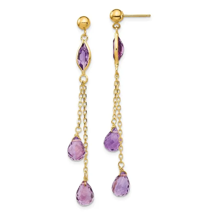 Earrings Jewelry 14k Amethyst Post Dangle Earrings