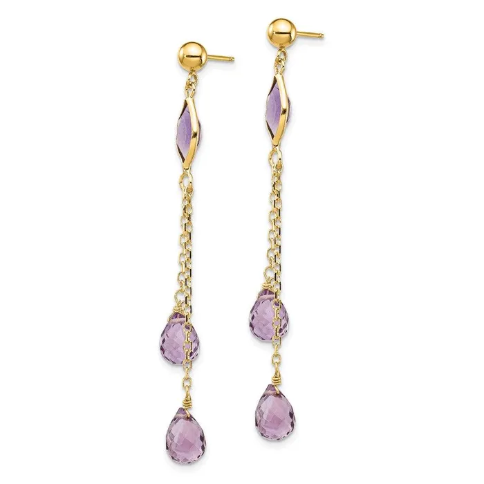 Earrings Jewelry 14k Amethyst Post Dangle Earrings Earrings Jewelry 14k Amethyst Post Dangle Earrings