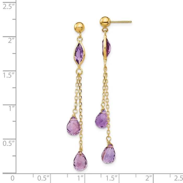 Earrings Jewelry 14k Amethyst Post Dangle Earrings Earrings Jewelry 14k Amethyst Post Dangle Earrings