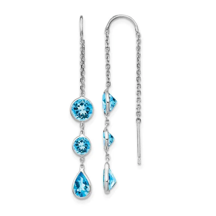 Earrings Jewelry 14k White Gold Blue Topaz Dangle U Wire Earrings