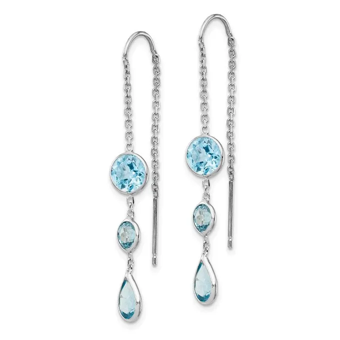 Earrings Jewelry 14k White Gold Blue Topaz Dangle U Wire Earrings Earrings Jewelry 14k White Gold Blue Topaz Dangle U Wire Earrings