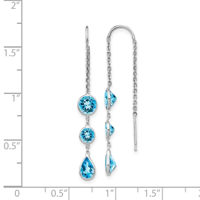 Earrings Jewelry 14k White Gold Blue Topaz Dangle U Wire Earrings Earrings Jewelry 14k White Gold Blue Topaz Dangle U Wire Earrings