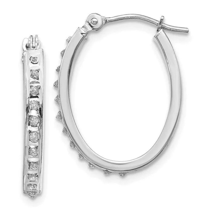 Earrings Jewelry 14k White Gold Diamond Fascination Oval Hinged Hoop Earrings Earrings Jewelry 14k White Gold Diamond Fascination Oval Hinged Hoop Earrings