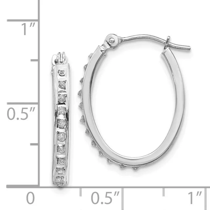 Earrings Jewelry 14k White Gold Diamond Fascination Oval Hinged Hoop Earrings Earrings Jewelry 14k White Gold Diamond Fascination Oval Hinged Hoop Earrings