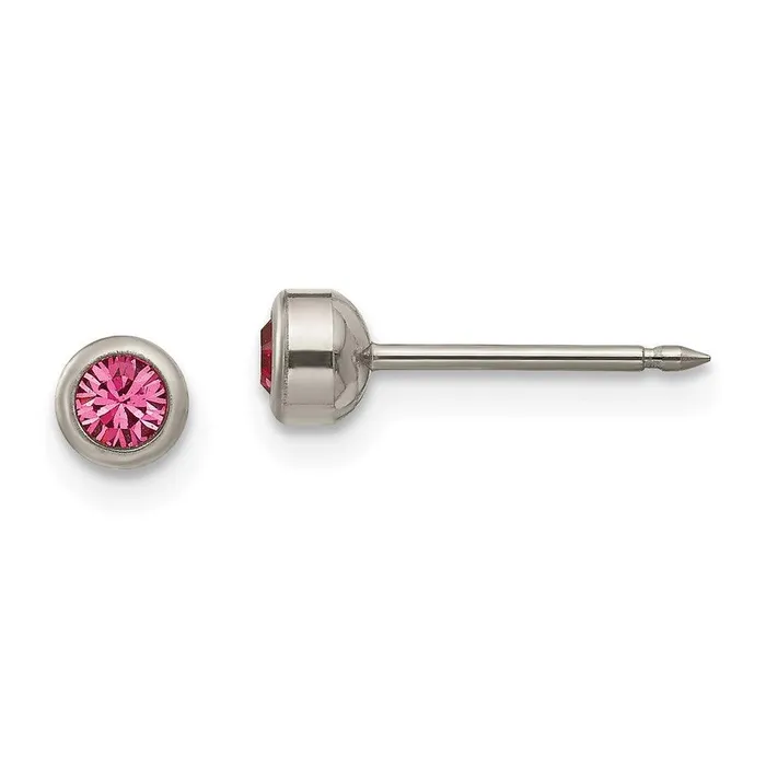 Earrings Jewelry Inverness Titanium 4mm Rose Crystal Bezel Earrings