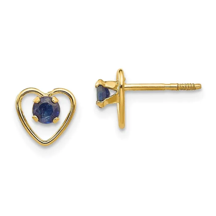 Earrings Jewelry Madi K Kids 14k 3mm Sapphire Birthstone Heart Earrings