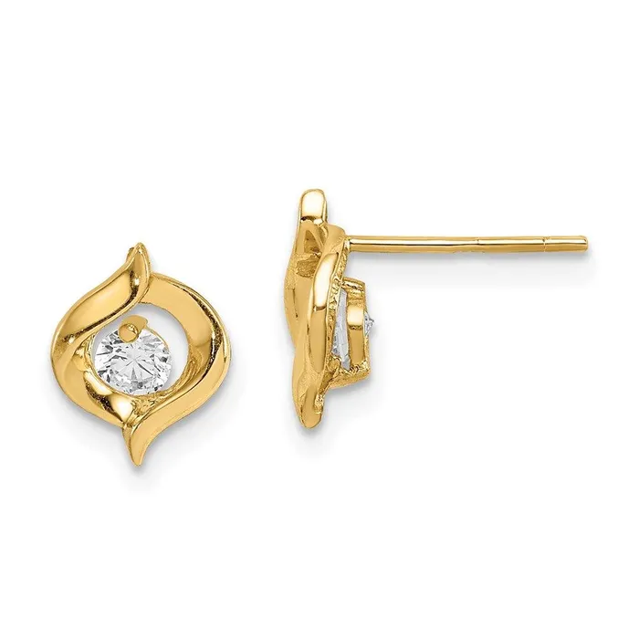 Earrings Jewelry Madi K Kids 14k CZ Twist Post Earrings