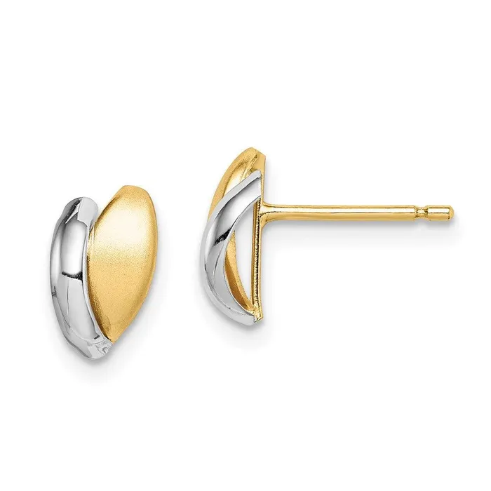 Earrings Jewelry Madi K Kids 14k wRhodium Satin Leaf Post Earrings