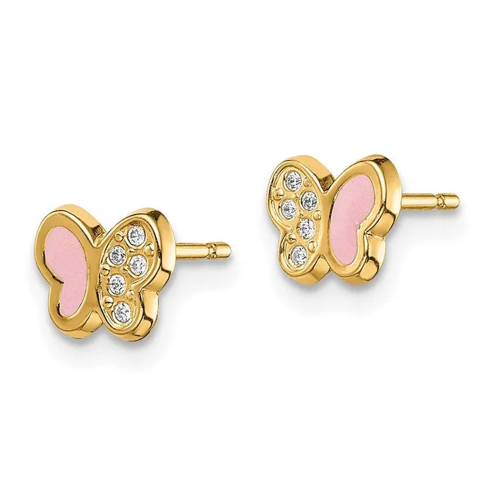 Earrings Madi K Kids 14k CZ Pink Enamel Butterfly Post Earrings Jewelry Earrings Madi K Kids 14k CZ Pink Enamel Butterfly Post Earrings Jewelry