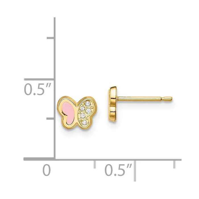 Earrings Madi K Kids 14k CZ Pink Enamel Butterfly Post Earrings Jewelry Earrings Madi K Kids 14k CZ Pink Enamel Butterfly Post Earrings Jewelry