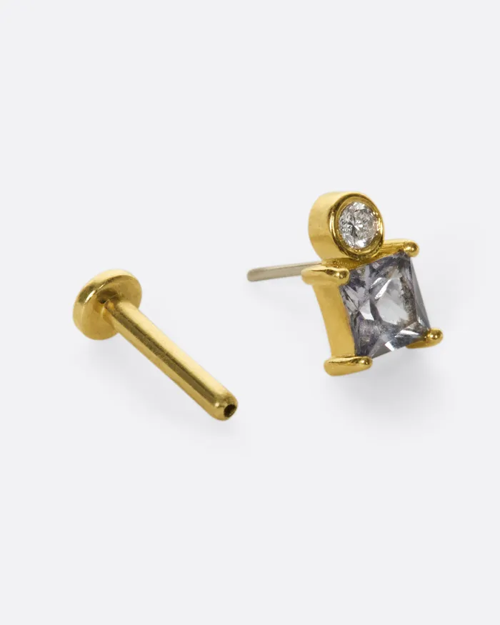 Earrings NEW YORK ADORNED Spinel Square Dot Threadless Earring