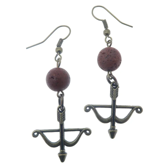 Earrings Satin Crystals Lava Earrings Red Archery Bow Hit My Goal Stones