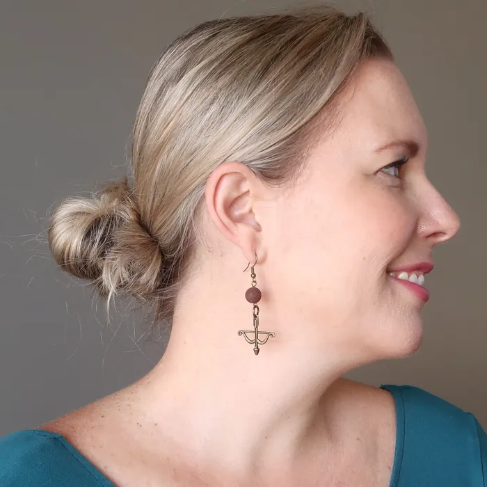 Earrings Satin Crystals Lava Earrings Red Archery Bow Hit My Goal Stones