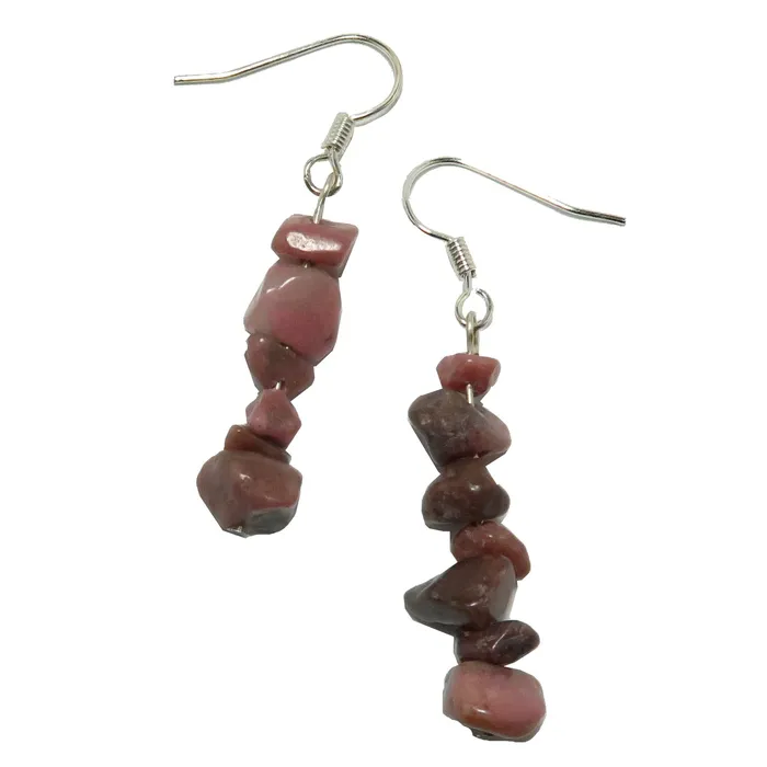 Earrings Satin Crystals Rhodonite Earrings Adorable Pink SelfLove Stones