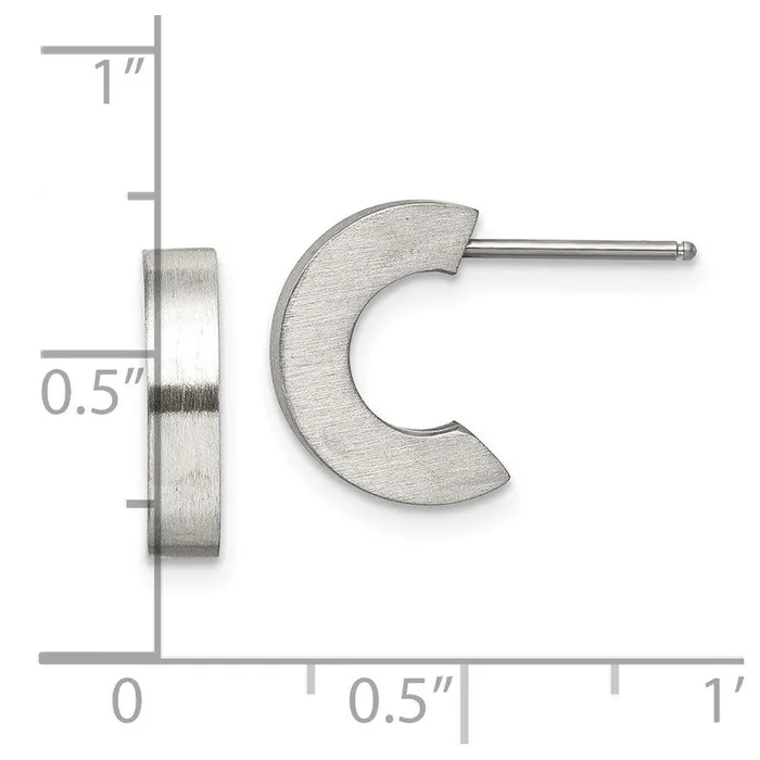 Earrings Stainless Steel Brushed Half Hoop Post Earrings Chisel Earrings Stainless Steel Brushed Half Hoop Post Earrings Chisel