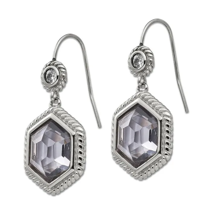 Earrings Stainless Steel PolishedAntiqued Glass and CZ Earrings Chisel Earrings Stainless Steel PolishedAntiqued Glass and CZ Earrings Chisel
