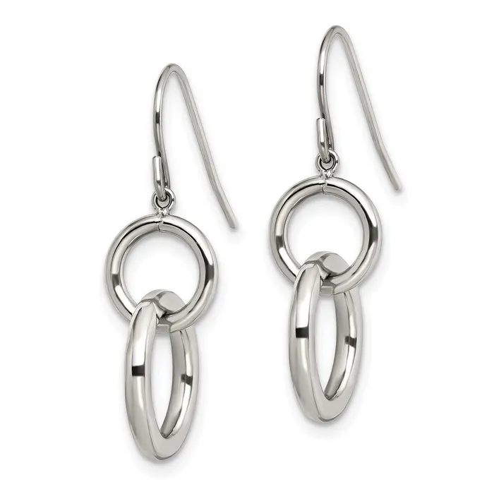 Earrings Stainless Steel Polished Circle Shepherd Hook Earrings Chisel Earrings Stainless Steel Polished Circle Shepherd Hook Earrings Chisel