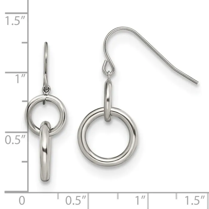 Earrings Stainless Steel Polished Circle Shepherd Hook Earrings Chisel Earrings Stainless Steel Polished Circle Shepherd Hook Earrings Chisel