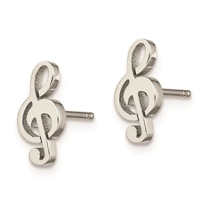 Earrings Stainless Steel Polished Music Symbol Post Earrings Chisel Earrings Stainless Steel Polished Music Symbol Post Earrings Chisel