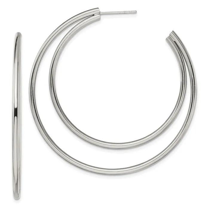 Earrings Stainless Steel Polished Post Hoop Earrings Chisel