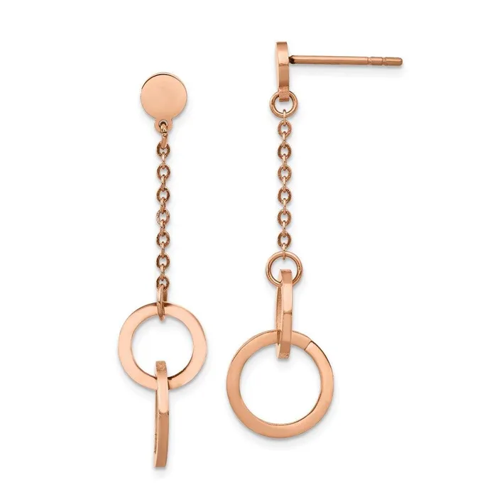 Earrings Stainless Steel Polished Rose IPplated Post Dangle Earrings Chisel Earrings Stainless Steel Polished Rose IPplated Post Dangle Earrings Chisel