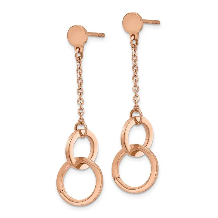 Earrings Stainless Steel Polished Rose IPplated Post Dangle Earrings Chisel Earrings Stainless Steel Polished Rose IPplated Post Dangle Earrings Chisel